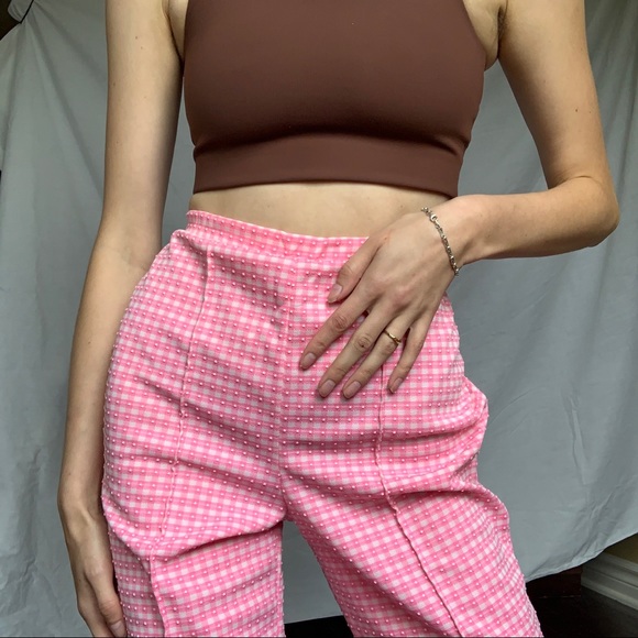 Vintage Pink Gingham Trouser Pants - Picture 5 of 9